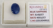 8.43/CT Natural Blue Sapphire with Govt Lab Certificate-12313D49915